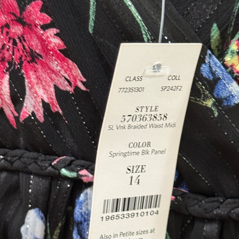 NWT White House Black Market Vibrant Black Floral Dress - Picture 5 of 8